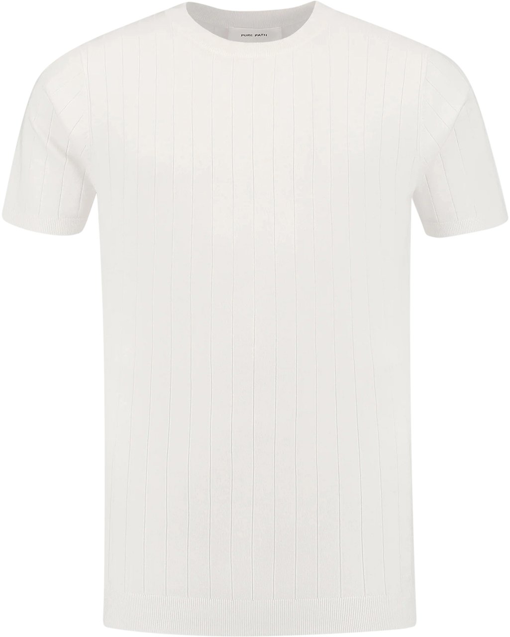 Pure Path Vertical Striped Knitwear T-Shirt Wit