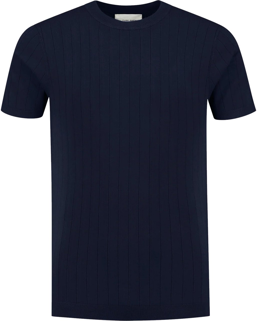 Pure Path Vertical Striped Knitwear T-Shirt Blauw