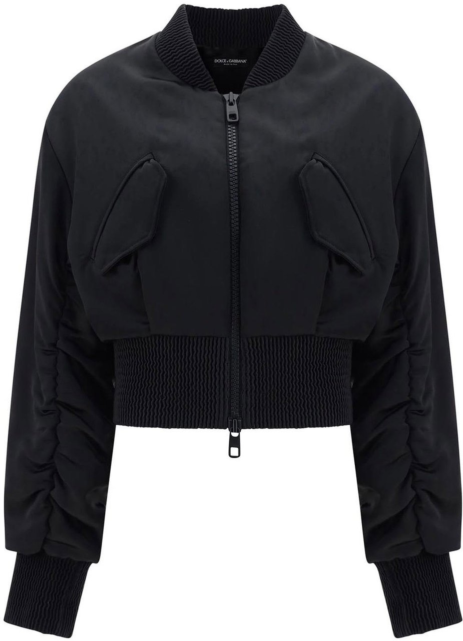 Dolce & Gabbana Short Duchesse Bomber Jacket Zwart