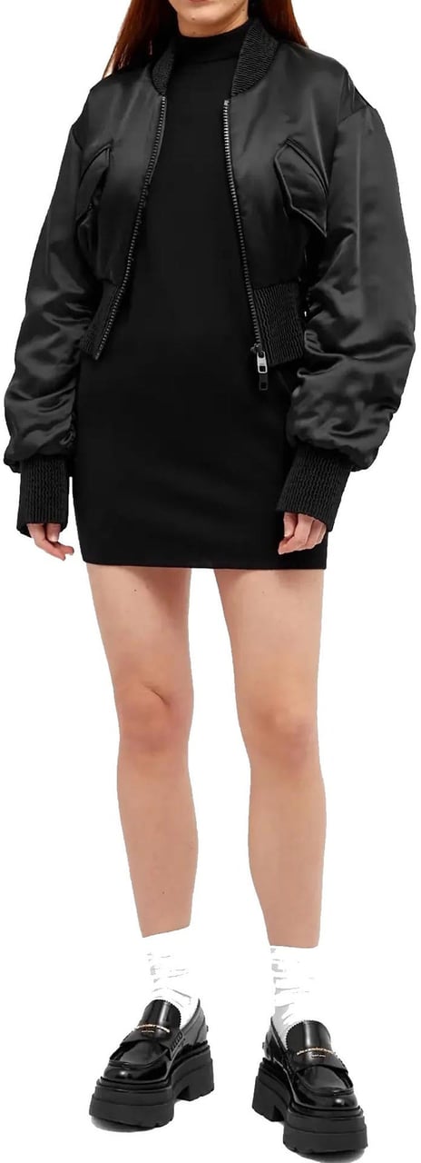 Dolce & Gabbana Short Duchesse Bomber Jacket Zwart