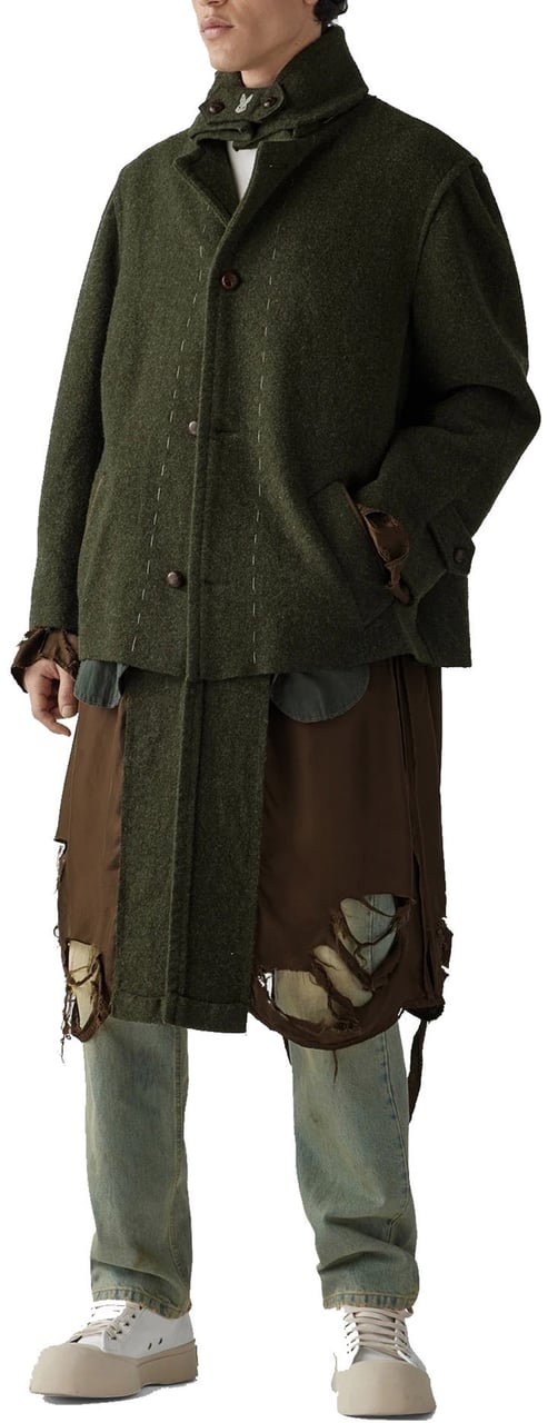 Maison Margiela Maison Margiela Distressed Wool Coat Groen