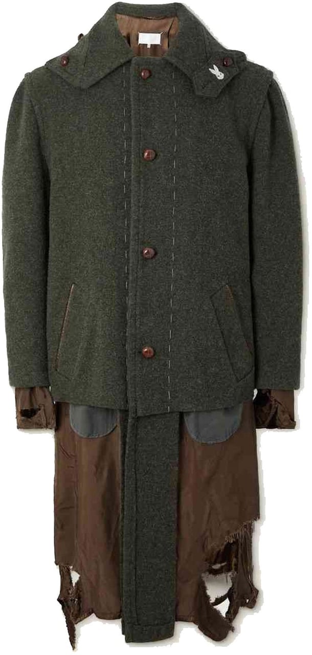 Maison Margiela Maison Margiela Distressed Wool Coat Groen
