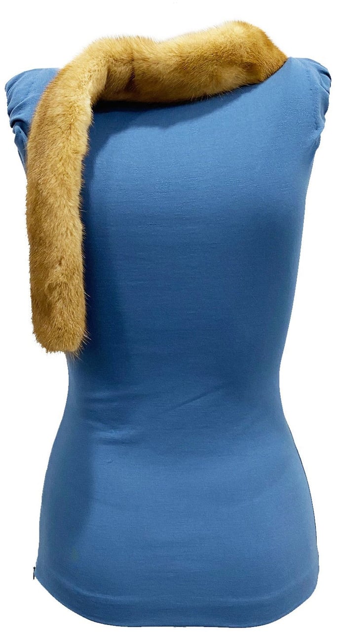 Dsquared2 Dsquared2 Mink Collar Sleeveless Top Blauw