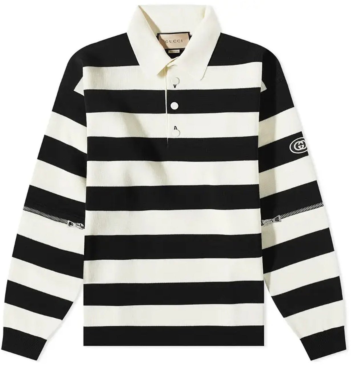Gucci Gucci Striped Cotton Polo Wit