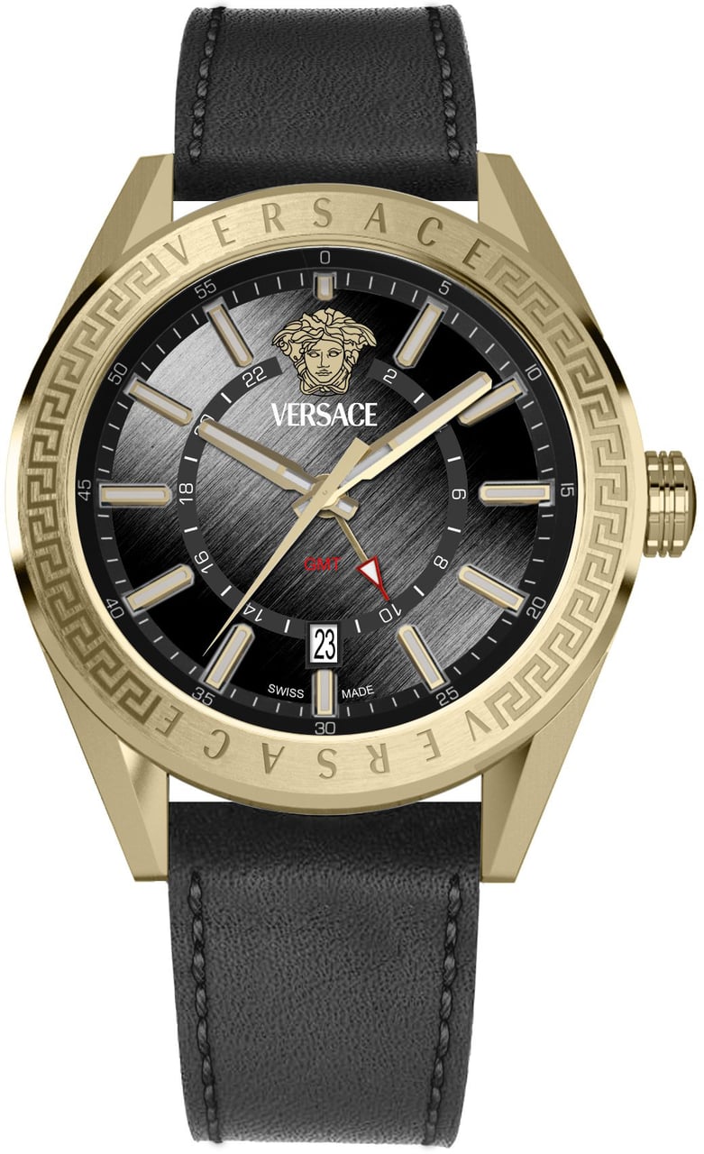 Versace VEAFA0224 V-Code GMT horloge 42 mm Zwart