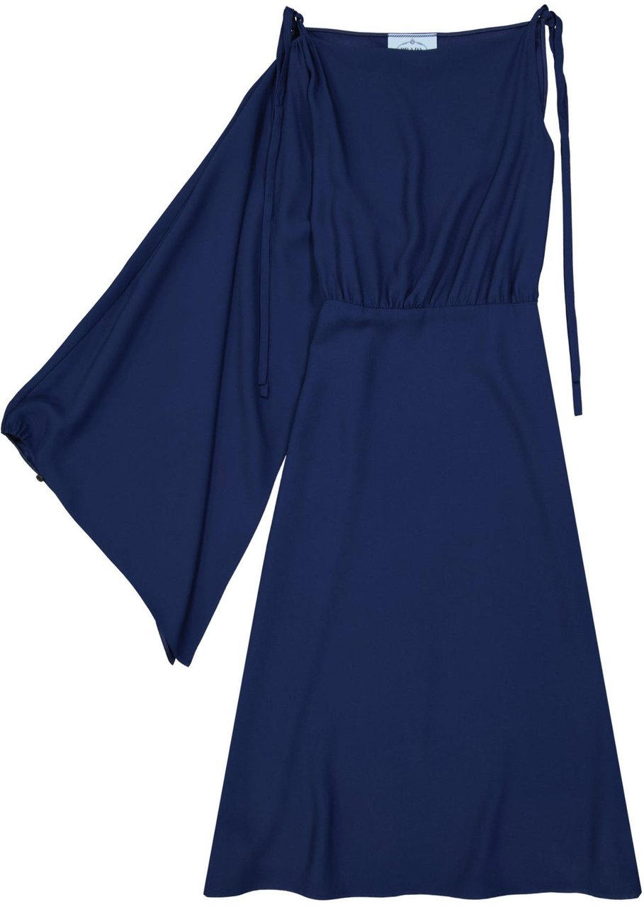 Prada Prada Flared One Sleeve Midi Dress Blauw