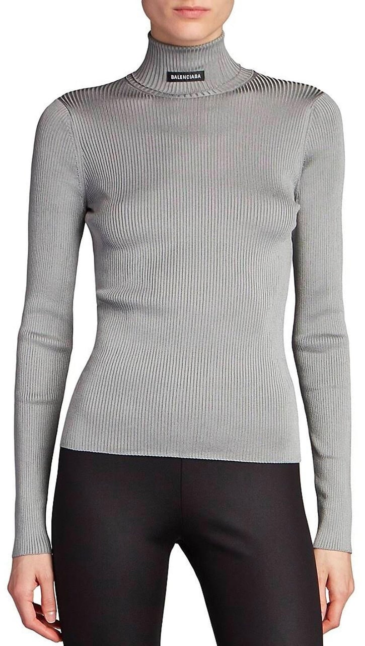 Balenciaga Balenciaga Ribbed Turtleneck Sweater Grijs