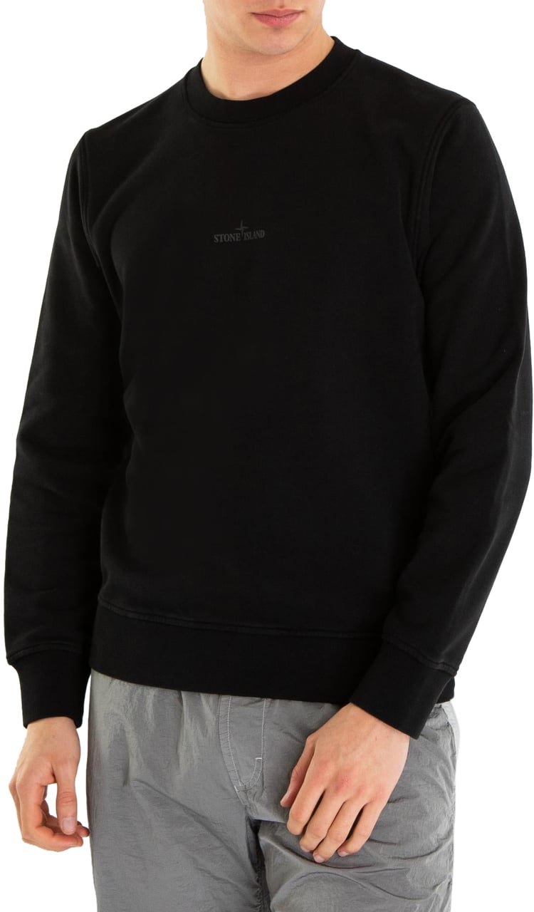Stone Island Heren Logoprint Crew Neck Zwart Zwart