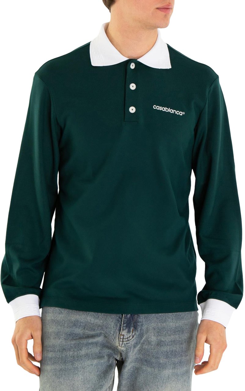Casablanca Heren Viscose Polo Groen Groen