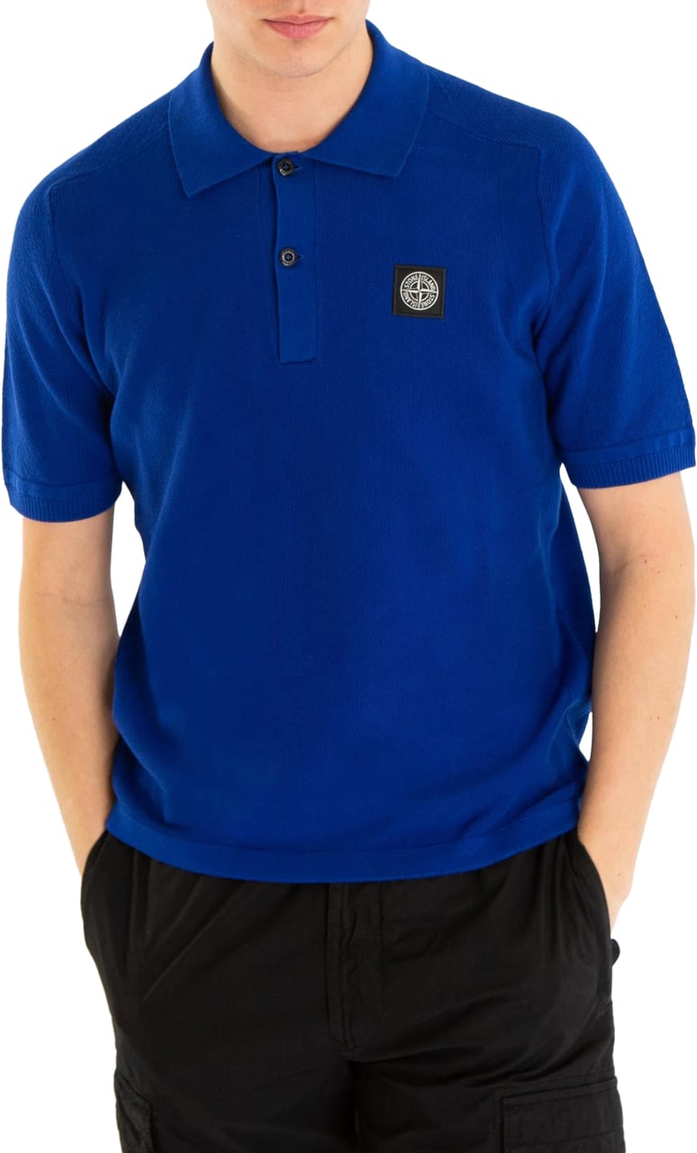 Stone Island Heren Pique Compass Polo Blauw Blauw