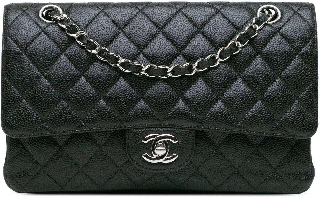 Chanel Medium Classic Caviar Double Flap Zwart
