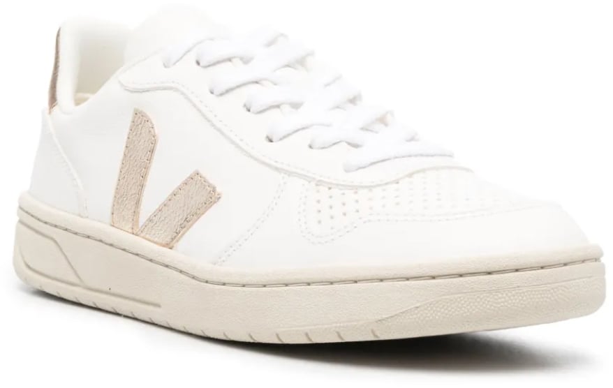 Veja V-10 Chromefree Leather Sneakers Wit