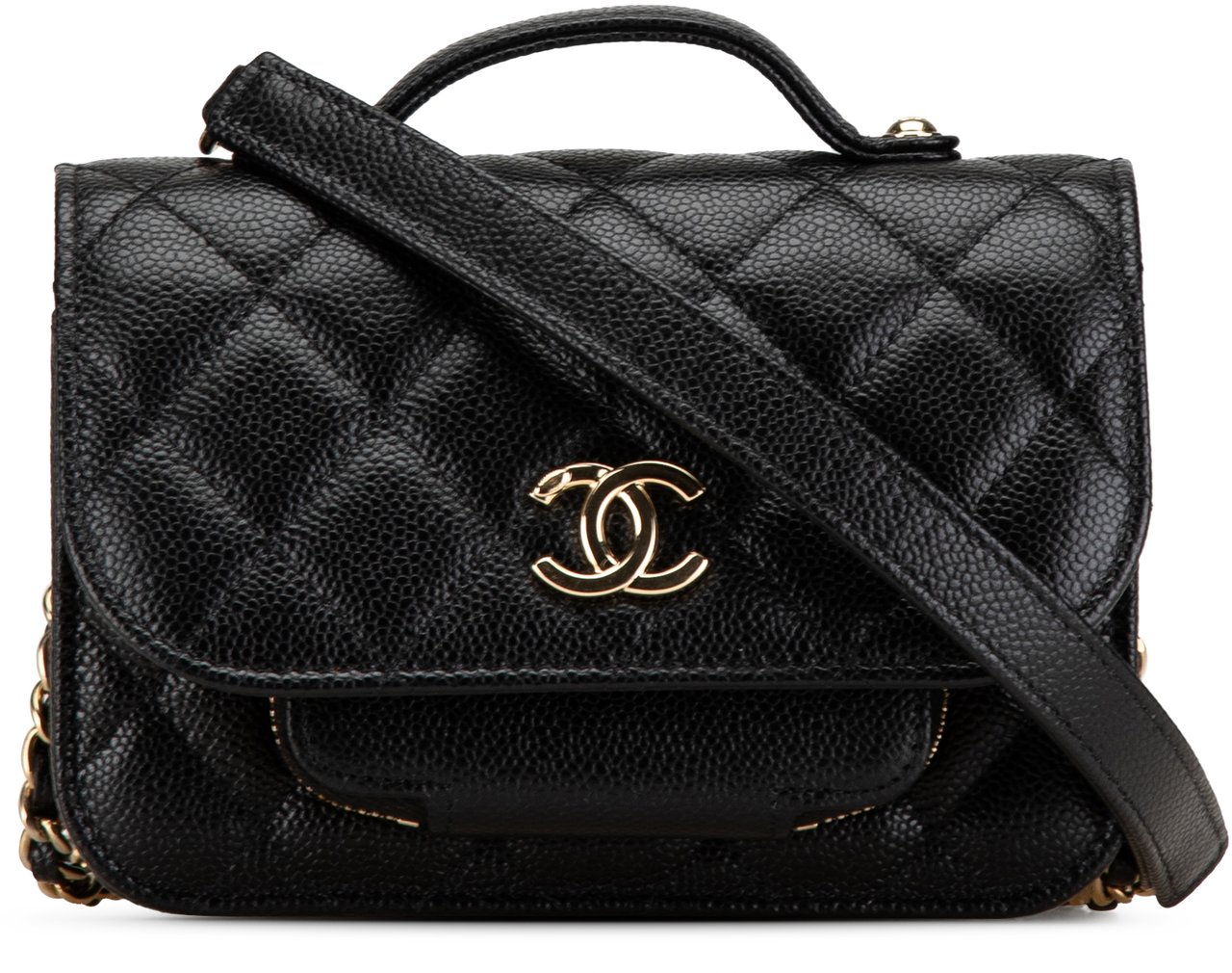 Chanel Mini Caviar Business Affinity Top Handle Bag Zwart