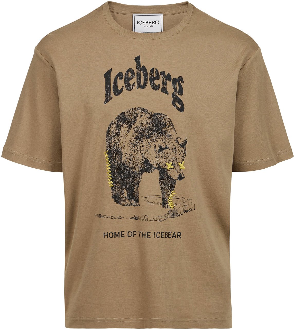 Iceberg Mud-colored regular-fit T-shirt in GOTS-certified sustainable interlock fabric Beige