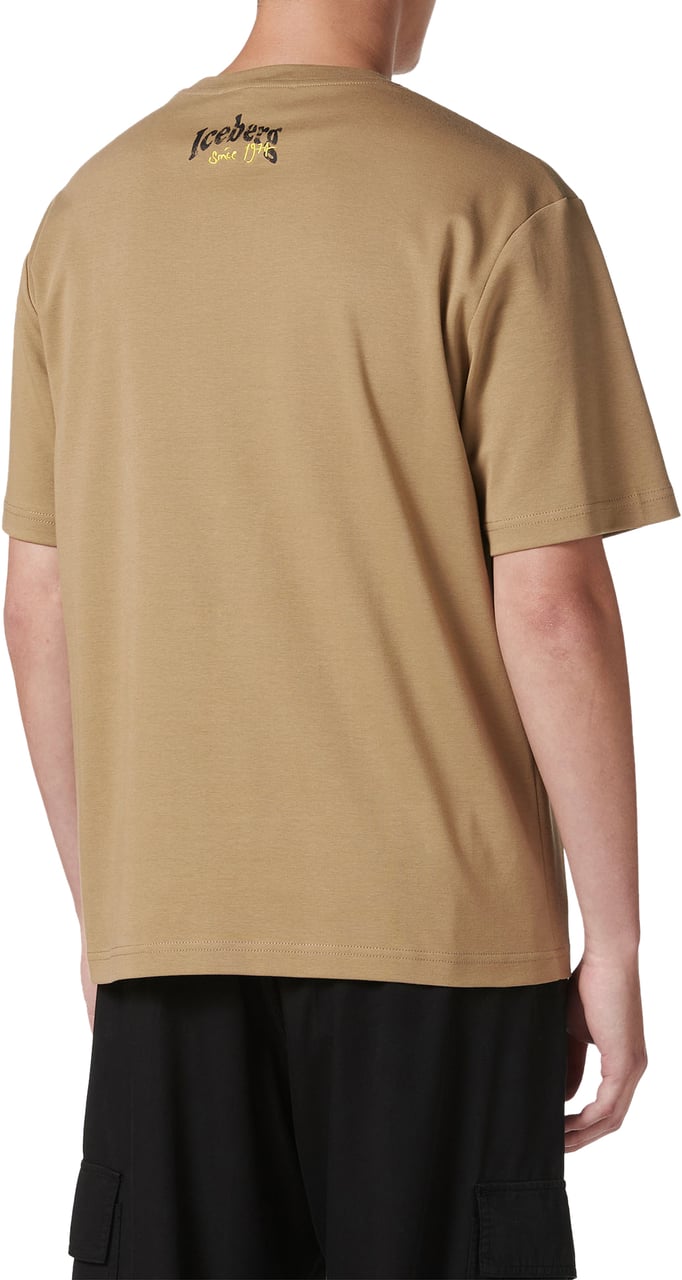 Iceberg Mud-colored regular-fit T-shirt in GOTS-certified sustainable interlock fabric Beige