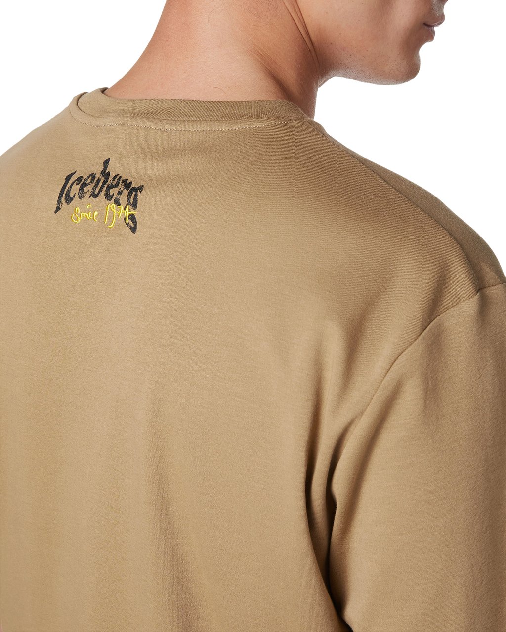 Iceberg Mud-colored regular-fit T-shirt in GOTS-certified sustainable interlock fabric Beige