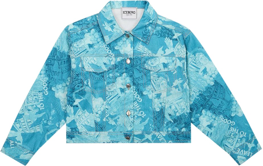 Iceberg KIDS - Indigo Tie Dye Cropped Denim Jacket Blauw