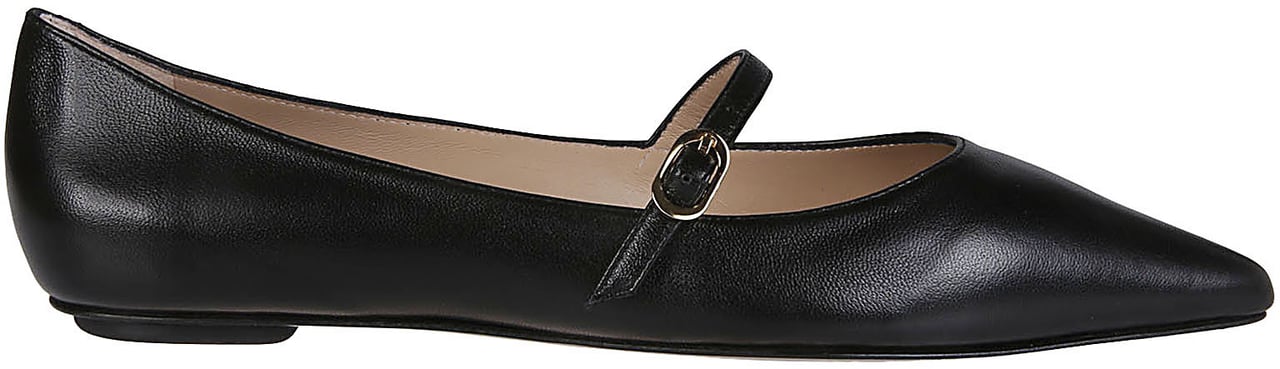 Stuart Weitzman Emilia Mary Jane Flat Ballerinas Black Zwart