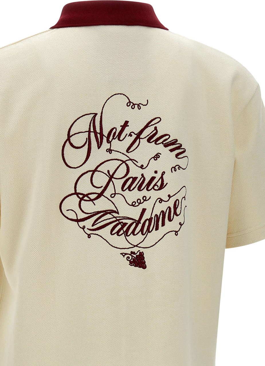 Drôle de Monsieur Heren Chemise Slogan Vignes Polo Wit Wit
