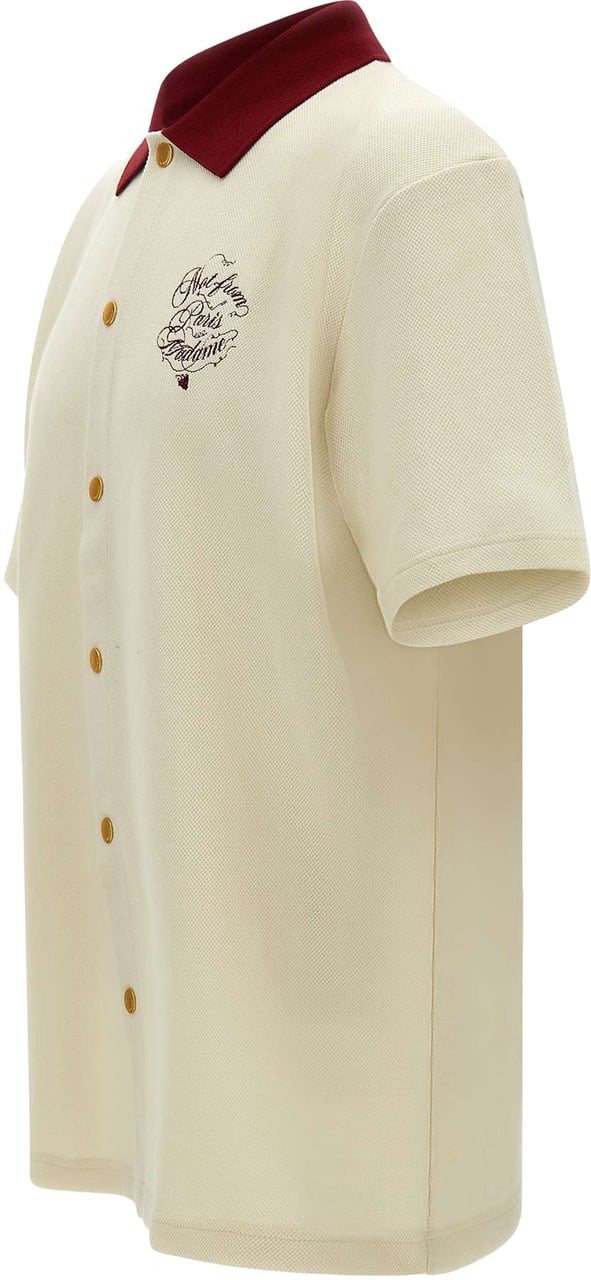 Drôle de Monsieur Heren Chemise Slogan Vignes Polo Wit Wit