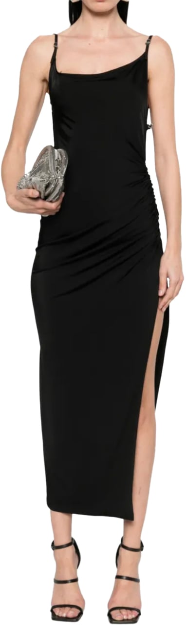 MUGLER Light Shiny Jersey Dress Black Zwart
