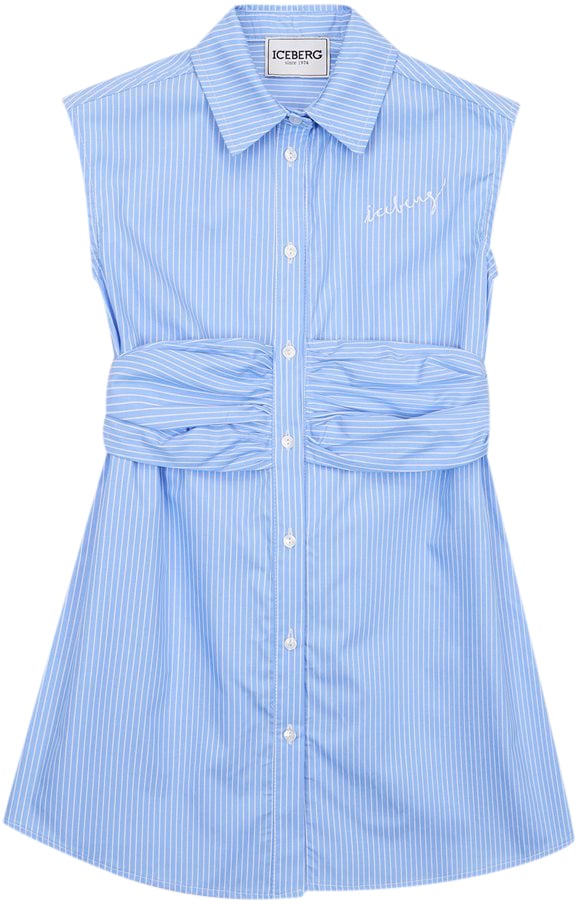 Iceberg KIDS - Sleeveless shirt dress in light blue fabric Blauw