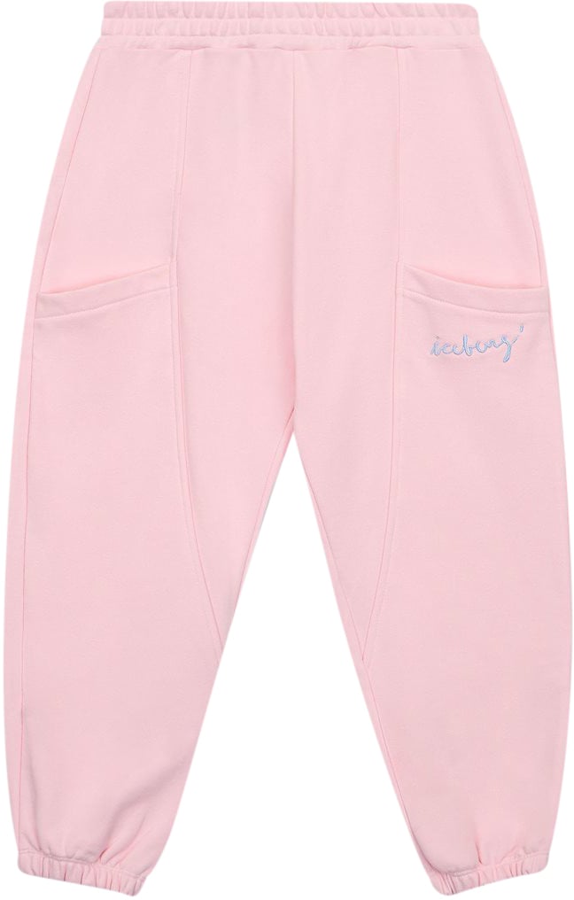 Iceberg KIDS - Jogger pants in melange red jersey with Iceberg logo Roze