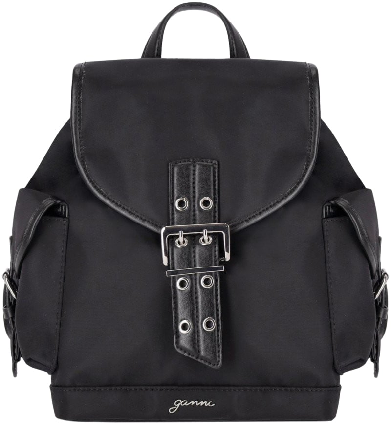 Ganni GANNI BUCKY SMALL BACKPACK Zwart