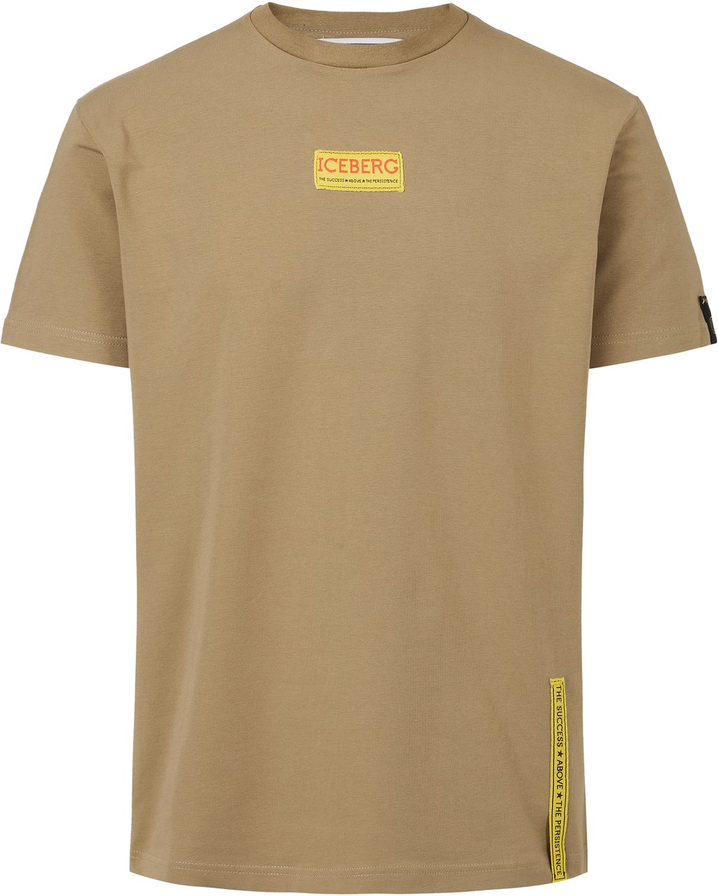 Iceberg Slim-fit mud-colored T-shirt in sustainable cotton jersey Beige