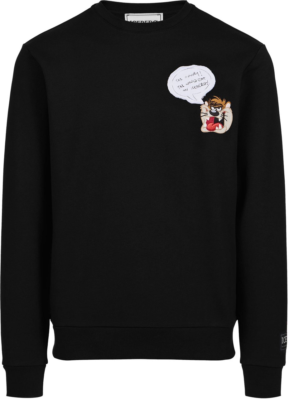 Iceberg Classic regular fit black crewneck sweatshirt with Looney Tunes detail Zwart