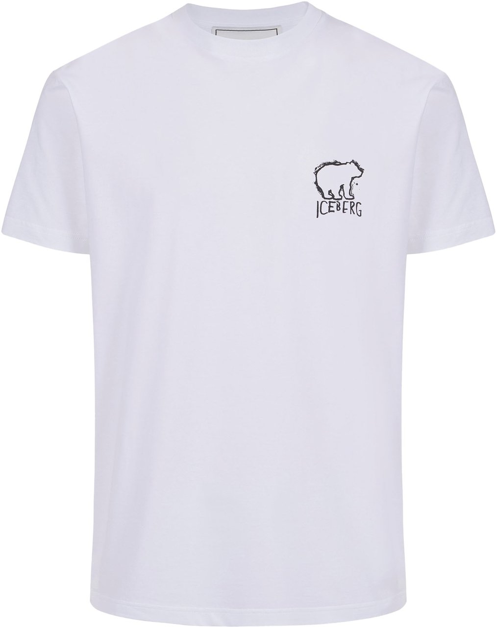 Iceberg White slim fit cotton T-shirt with Bear print Wit