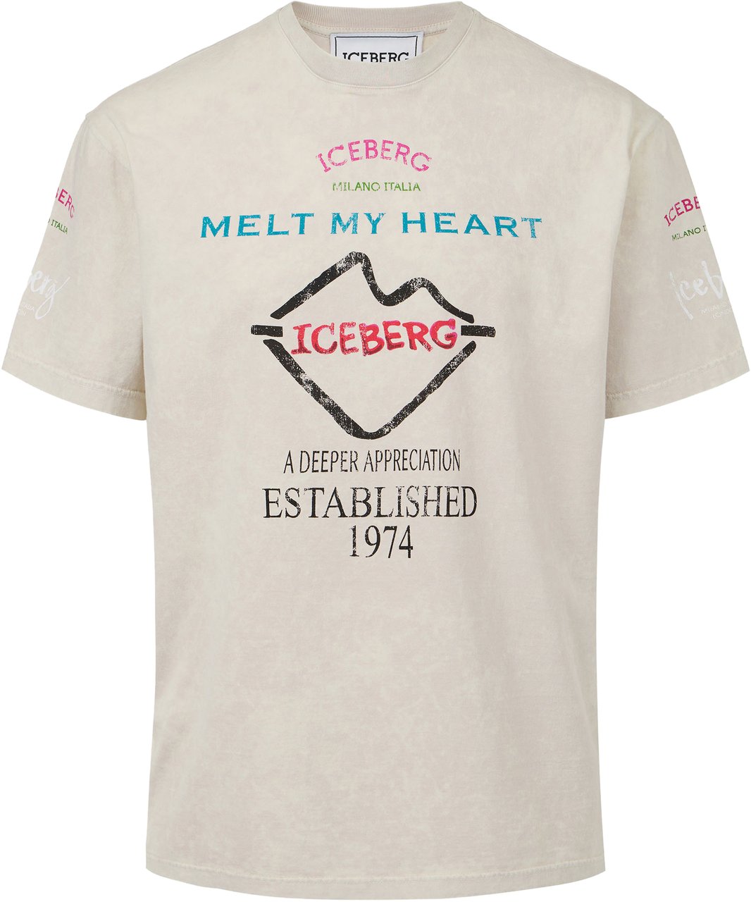 Iceberg Relaxed fit dusty-colored cotton jersey T-shirt Grijs