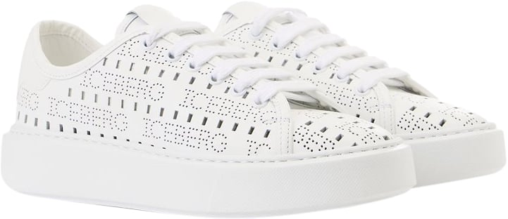 Iceberg Oversized sneakers in perforated white leather with allover logo Wit