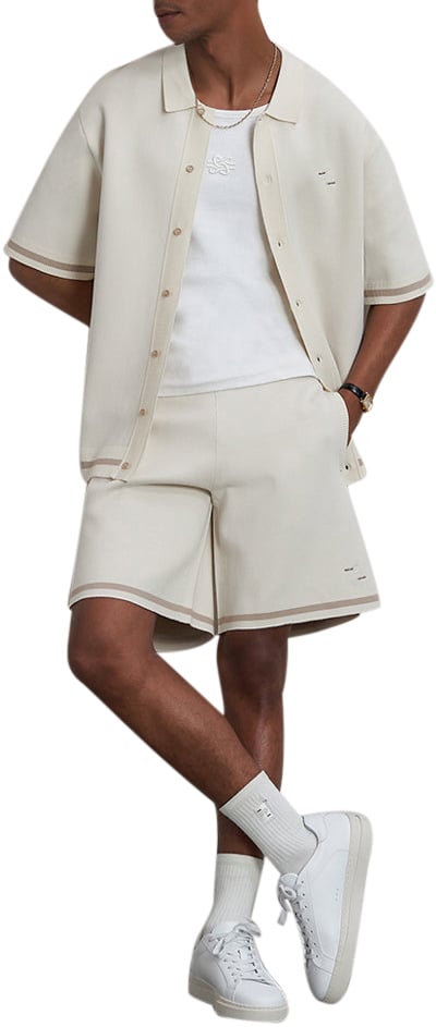 Filling Pieces Broeken Knit Short Classic Wit