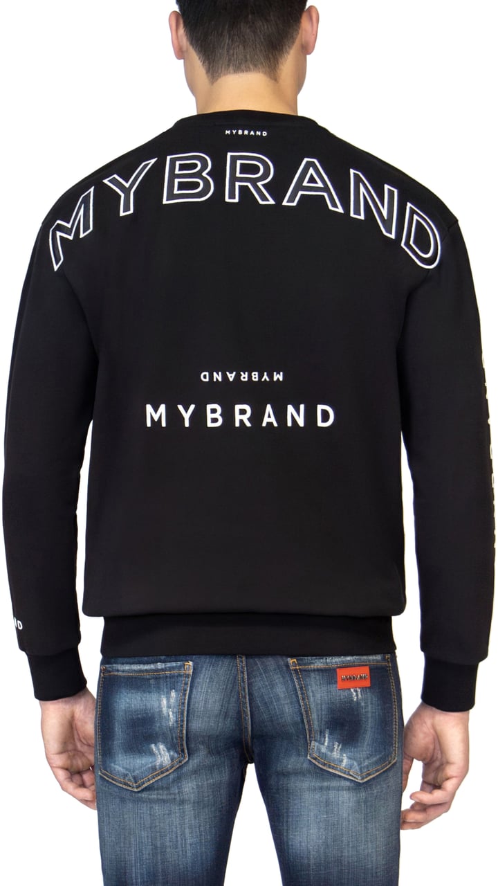 My Brand MYBRAND ALLOVER BRANDING SWEATER | BLACK Zwart