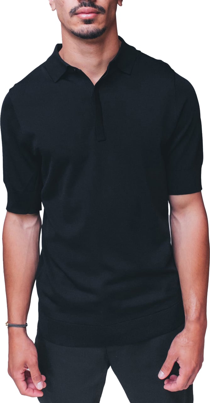 Aeden Nicko Knit Polo Black Zwart