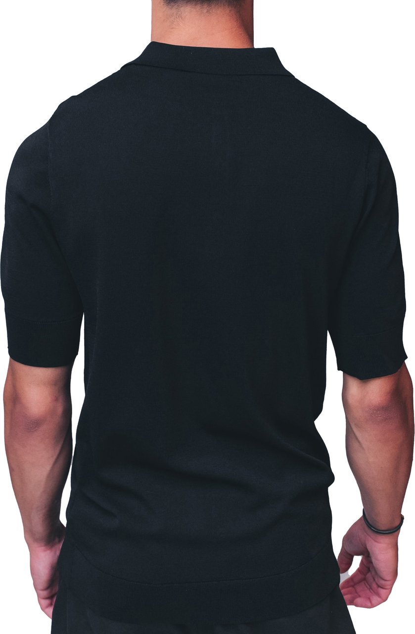 Aeden Nicko Knit Polo Black Zwart