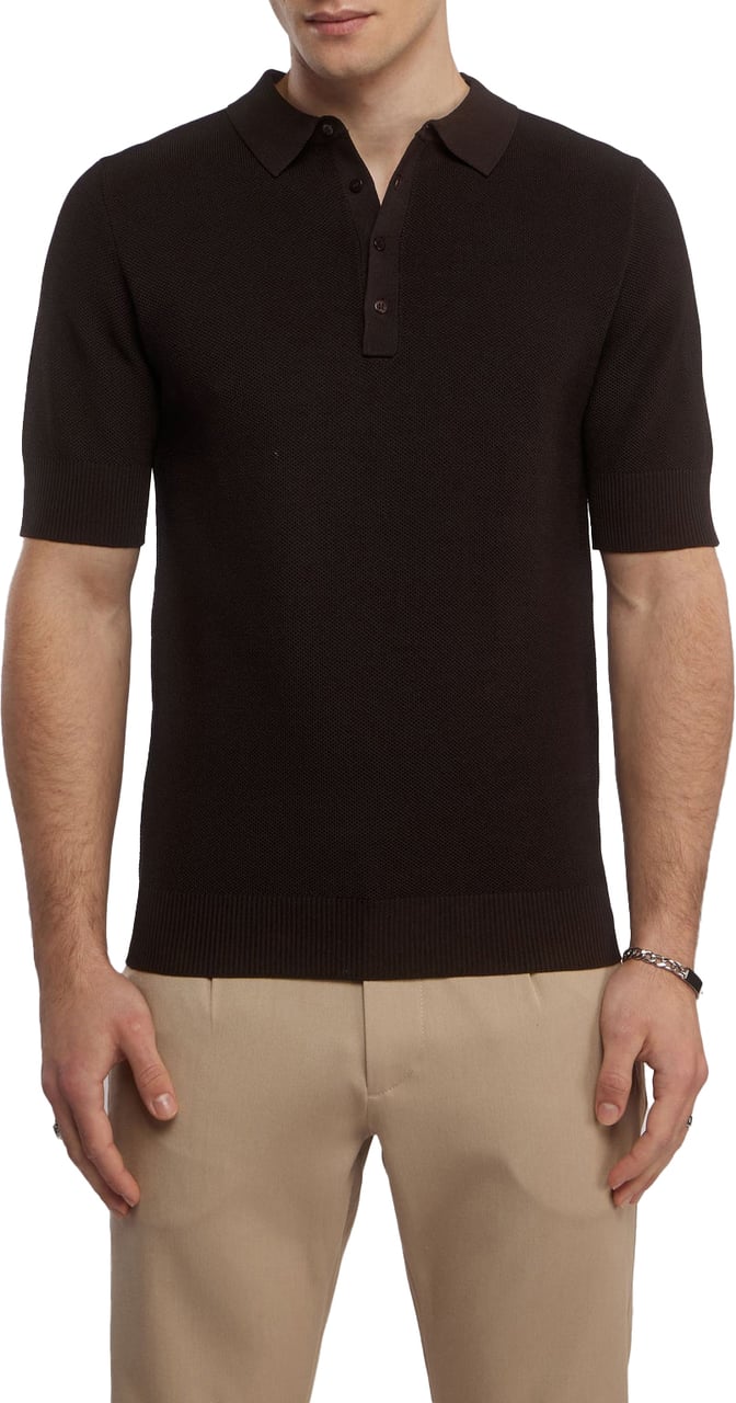 Aeden Bruces Knit Polo Ganache Bruin