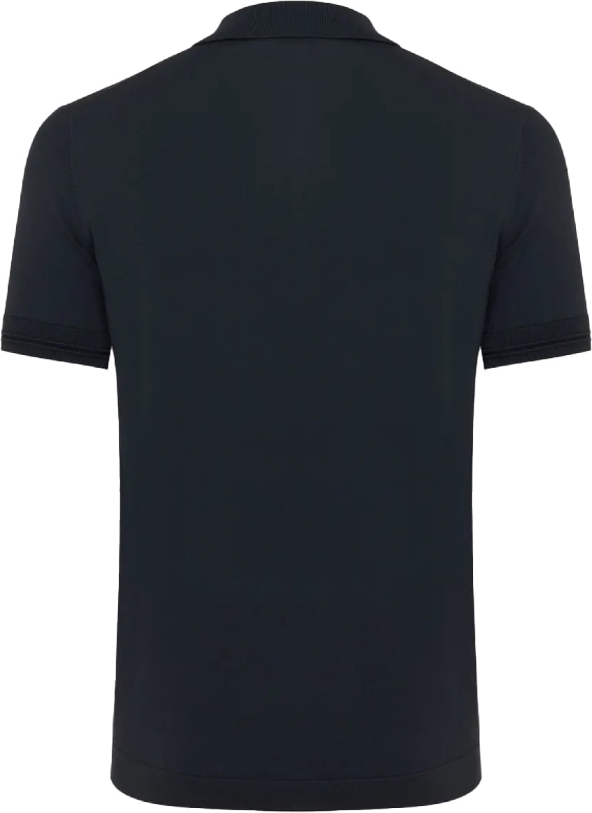 Genti Polo Zip Cool Dry Dark Blue Blauw