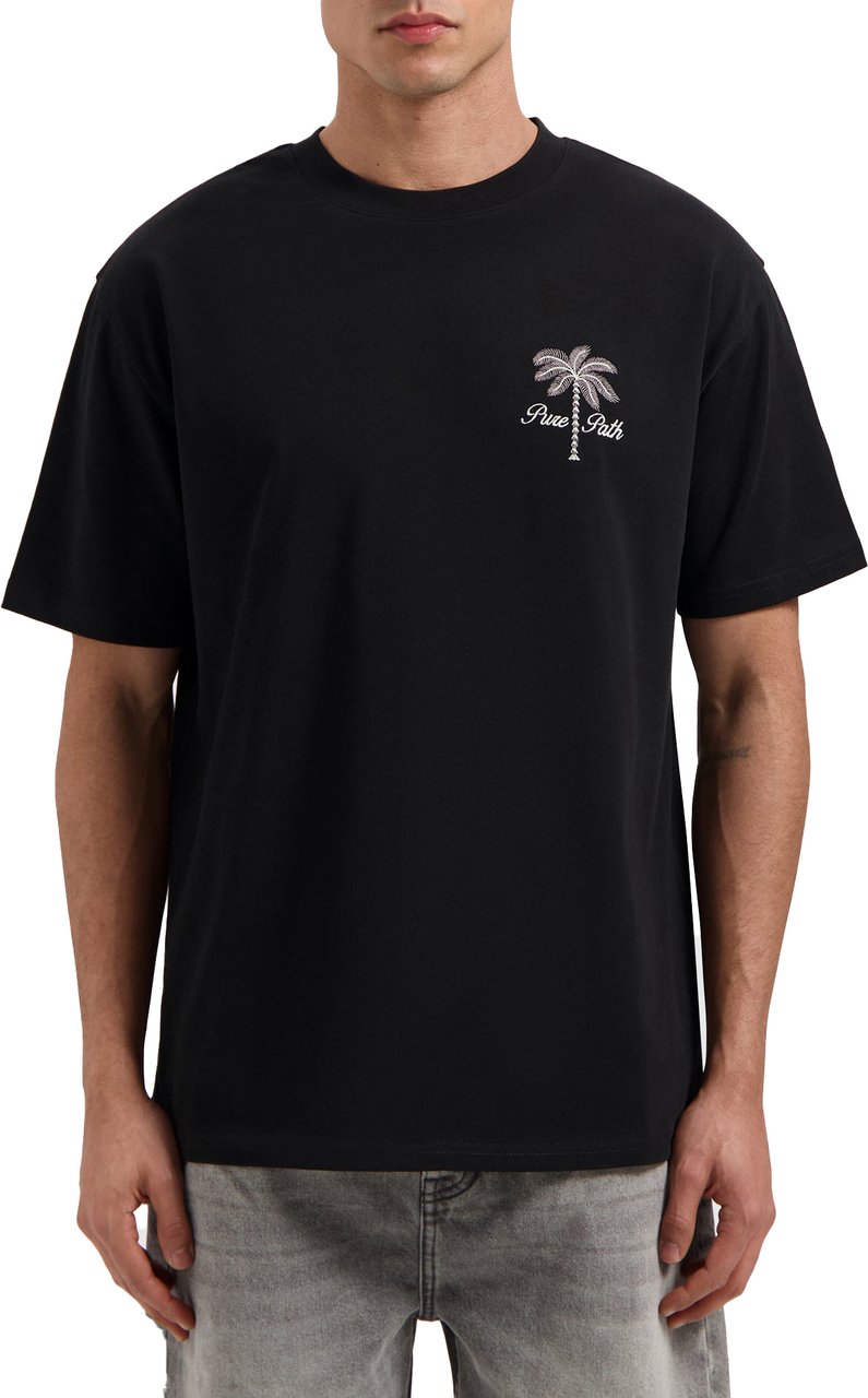 Pure Path Stitched Paradise T-Shirt Zwart Zwart