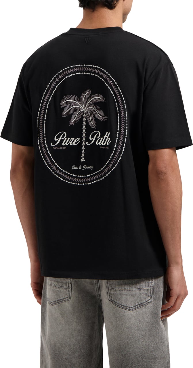 Pure Path Stitched Paradise T-Shirt Zwart Zwart