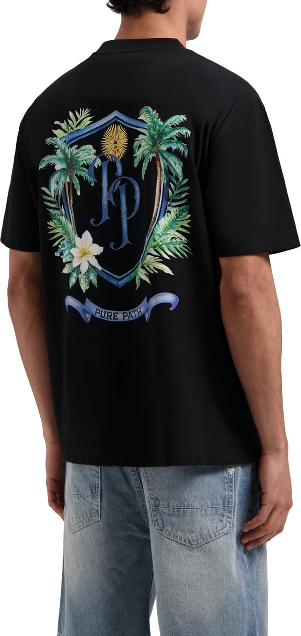 Pure Path Tropical Crest T-Shirt Zwart Zwart