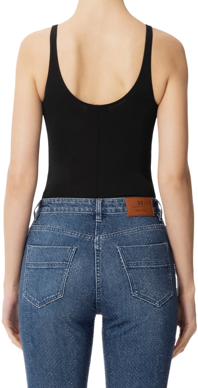 Elisabetta Franchi Body in Jersey con Dettagli Gioiello Zwart