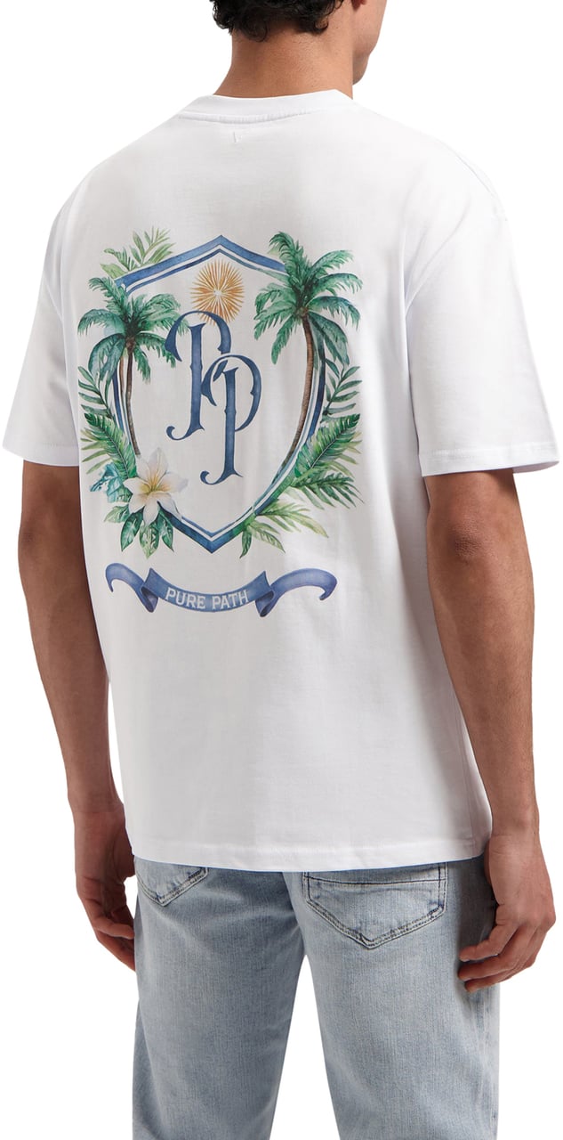 Pure Path Tropical Crest T-Shirt Wit Wit