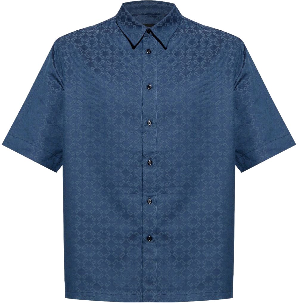 Givenchy Camicia Jacquard Monogram Blauw