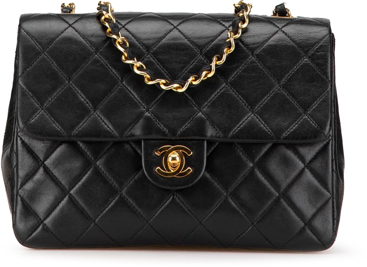 Chanel Small Square Quilted Lambskin Flap Zwart