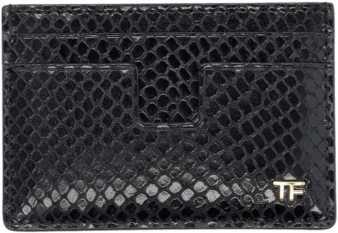 Tom Ford Card Wallet Phyton Print Nero Zwart