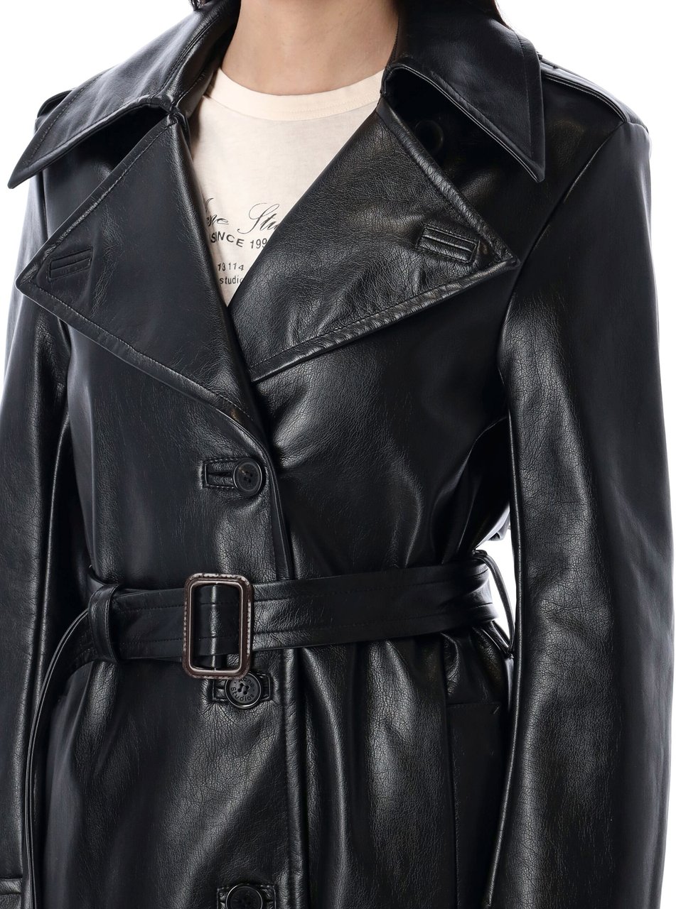 Acne Studios Vintage Trench Eco Leather Nero Zwart