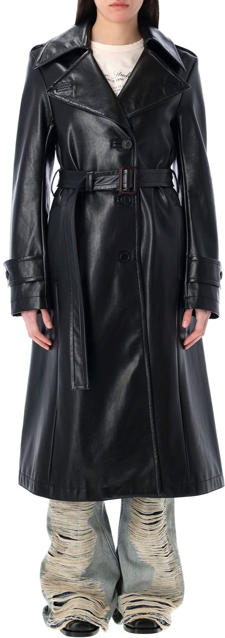 Acne Studios Vintage Trench Eco Leather Nero Zwart