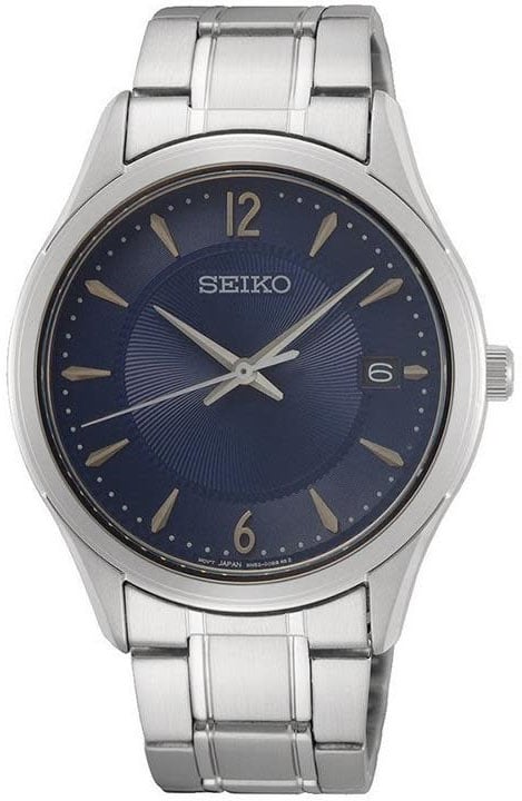 Seiko HEREN NEW LINK STAAL BRACELET BLAUW 100M WR SUR419P1 Zilver